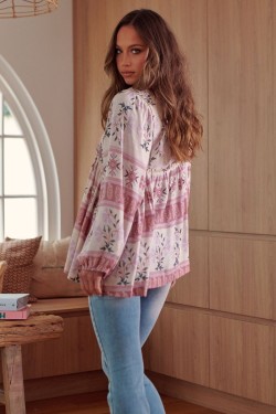 jaase blouse anna print pink lavender back