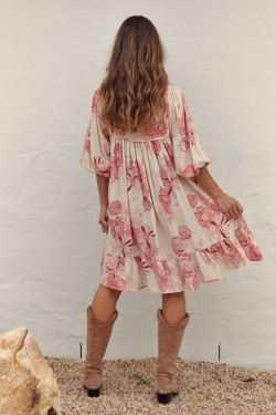 vestido corto de jaase french print blush espalda