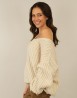 boho chunky  knit sweater beige side