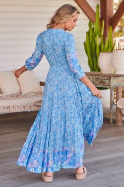 vestido largo jaase berry blue pompeii espalda