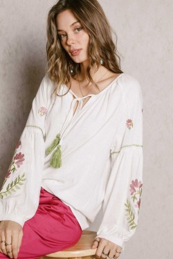 boho blouse with embroidered sleeves cover