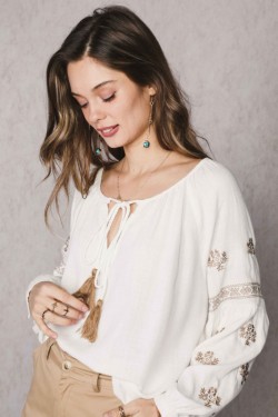 boho long sleeved embroidered blouse 1