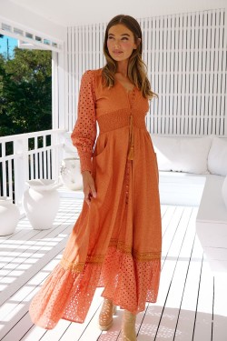 vestido jaase sabrina tangerine glow frontal