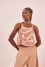 nekane - embroidered printed short top with tied straps 1