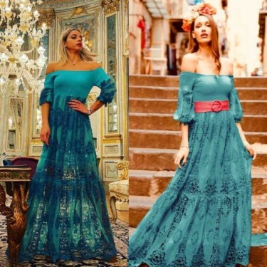 amalfi dress by antica sartoria turquoise