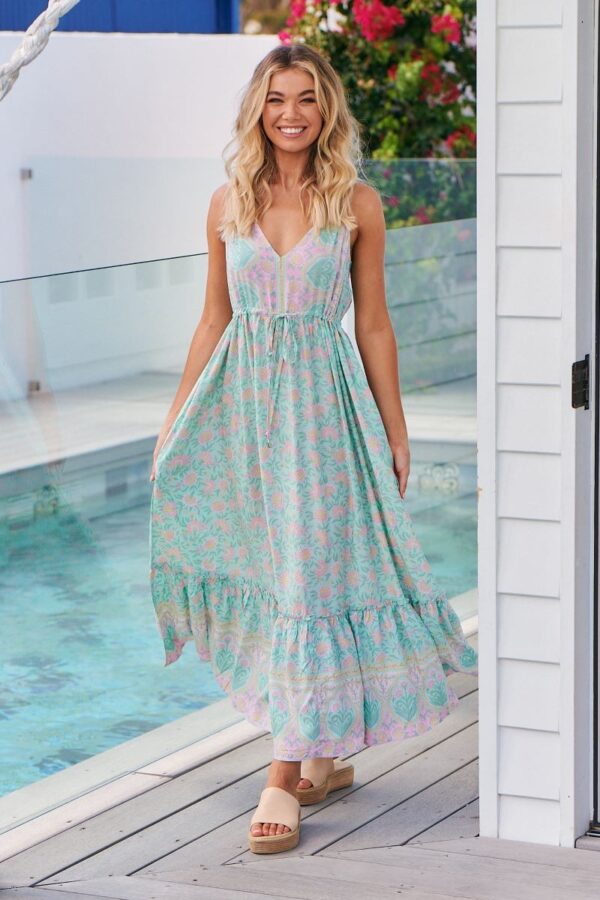vestido largo de jaase reef print aqua sky portada