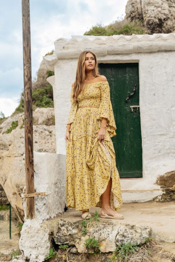 conjunto de jaase top malibu y falda freedom print lemon pearl frontal