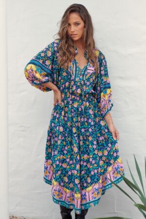 jaase vestido midi jasmine print star sapphire portada