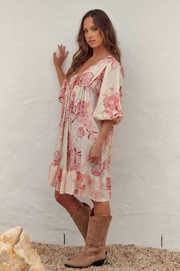 vestido corto de jaase french print blush perfil