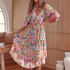jaase vestido midi jasmine print owens frontal