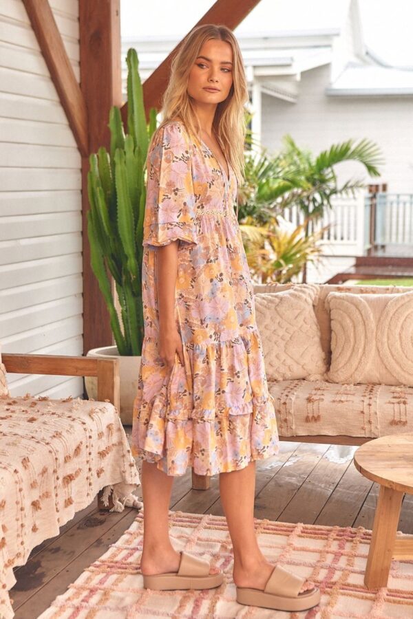 vestido midi de jaase monday print emmy perfil