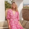 vestido largo de jaase molli print pink lemonade detalle