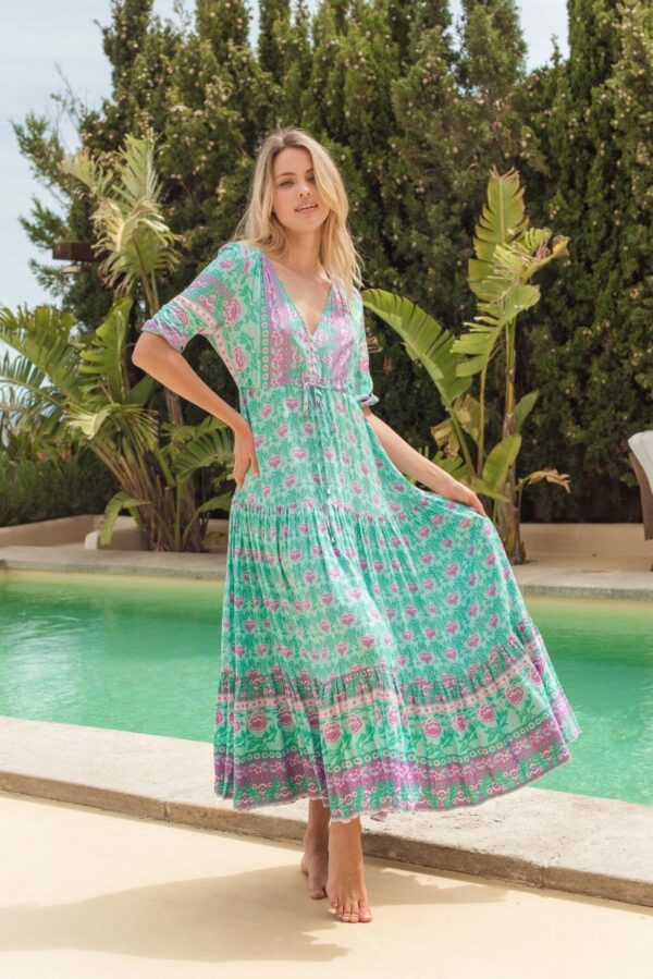 vestido largo de jaase tessa print boreal portada