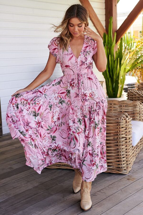 vestido jaase melissa pink lotus frontal