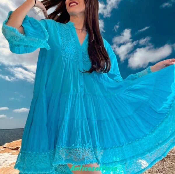 vestido antica sartoria valencia 28 turquesa