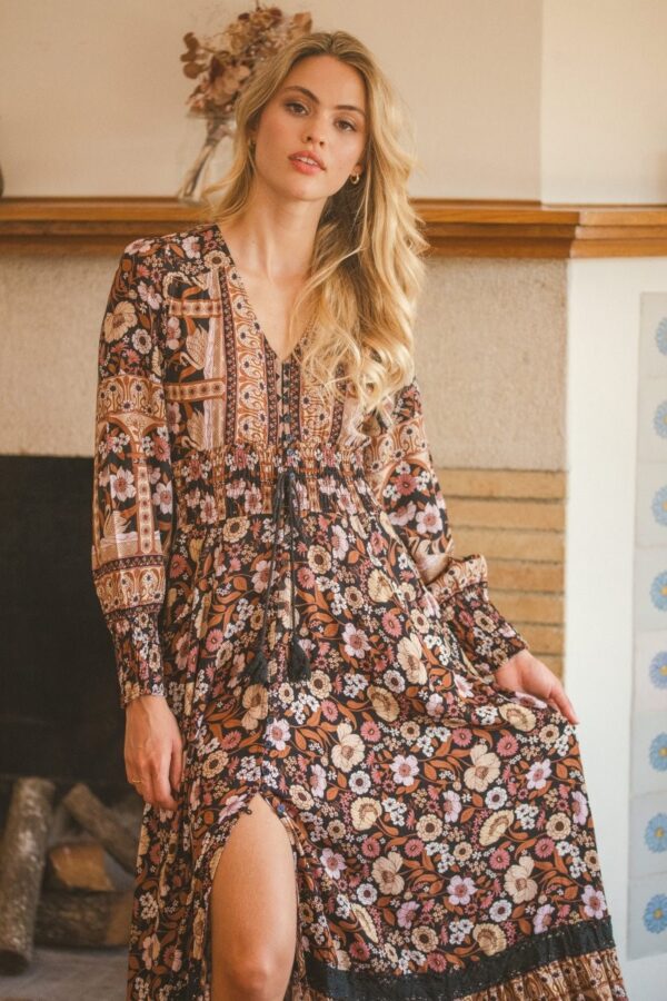 vestido jaase sabrina maxi print hennie detalle