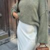 jersey boho punto grueso cuello pico detalle