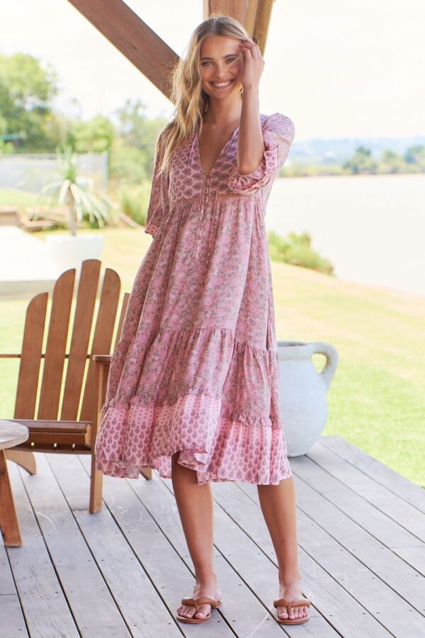 vestido jaase midi monday print rosabella frontal