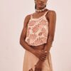 Nekane - Short printed top with knotted straps and embroidery 2