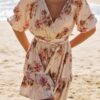 Detail of the floral print of the Jaase Dhalia Love Story dress