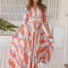 Front of Jaase Indiana dress – Long Island print with buttons and crochet detail