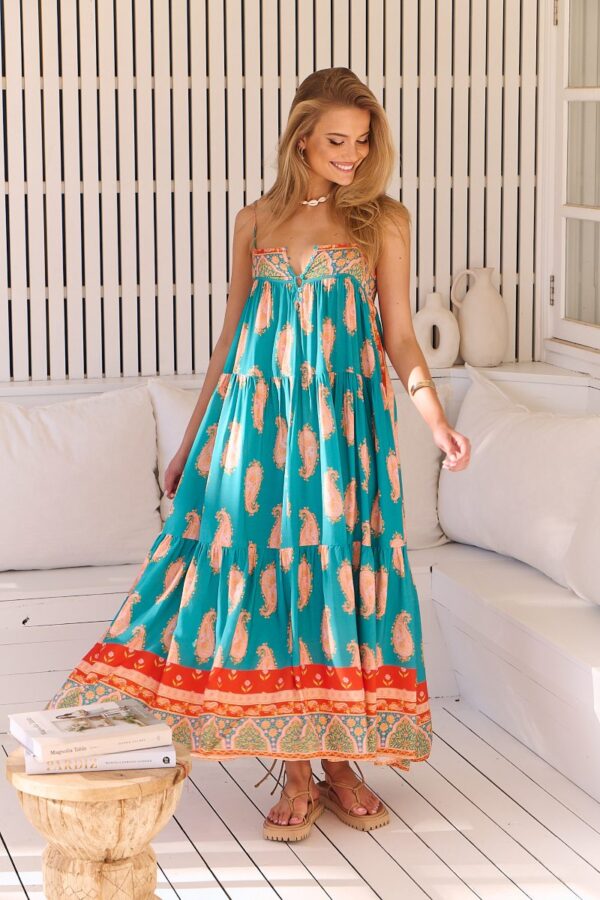 Vista frontal del vestido Jaase Paisley Dreams Sunny