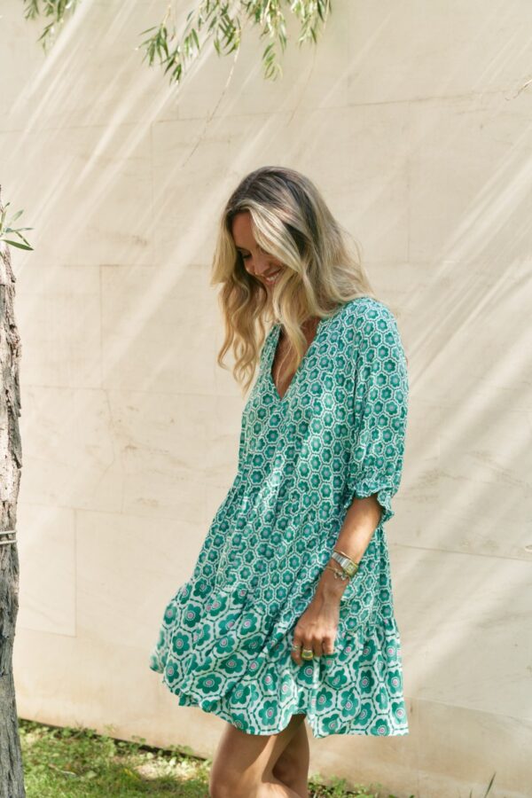 Vestido Jaase Watermelon Sugar vista de perfil, estilo boho verano 2025