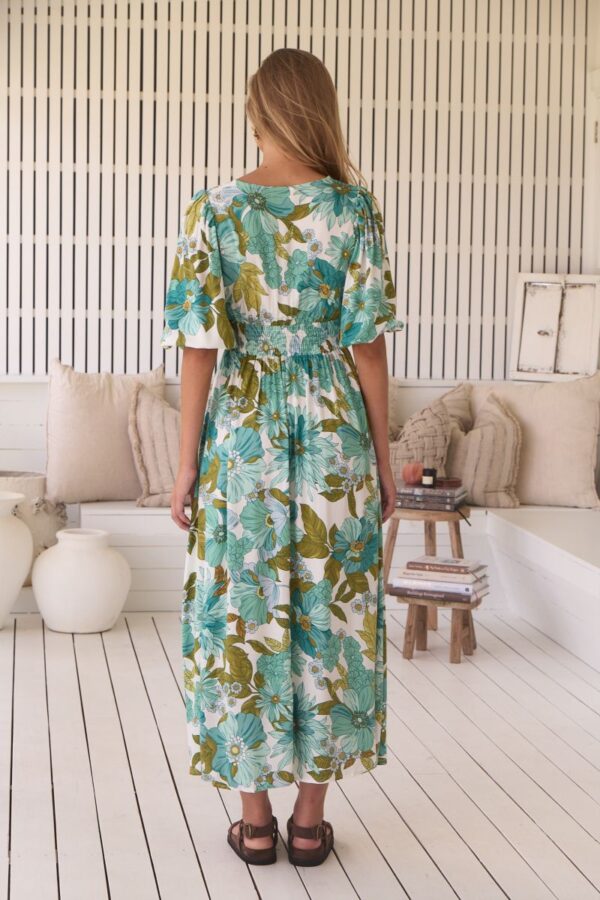 Vista trasera del vestido Jaase Daphne – detalle engomado