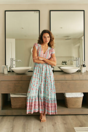 Jaase Carmen Malibu maxi dress - front view with full length and lace details