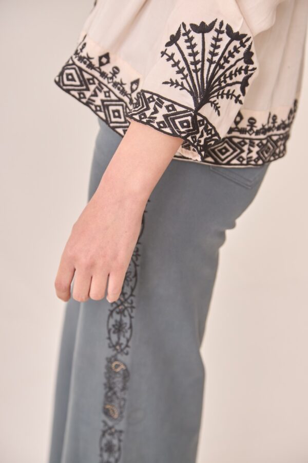 Close-up of the ethnic embroidery on the Mimosa blouse by NKN Nekane