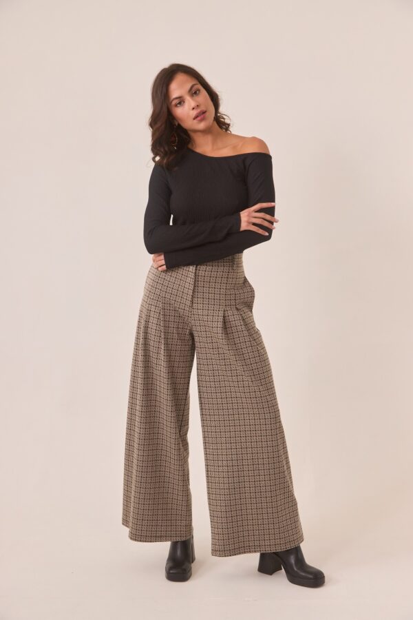 nkn nekane boho tailored trousers with houndstooth print frontal 2