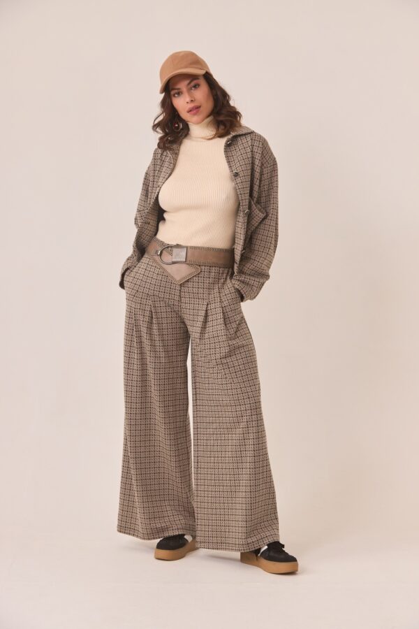 nkn nekane boho tailored trousers with houndstooth print frontal
