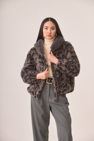 nkn nekane short animal print hooded coat cover