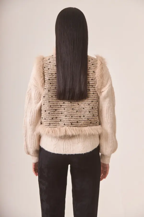NKN Nekane – Tweed fur-trim vest back