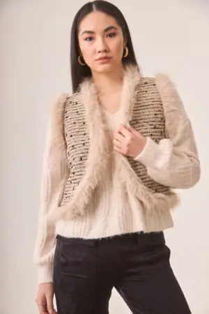 NKN Nekane – Tweed fur-trim vest cover