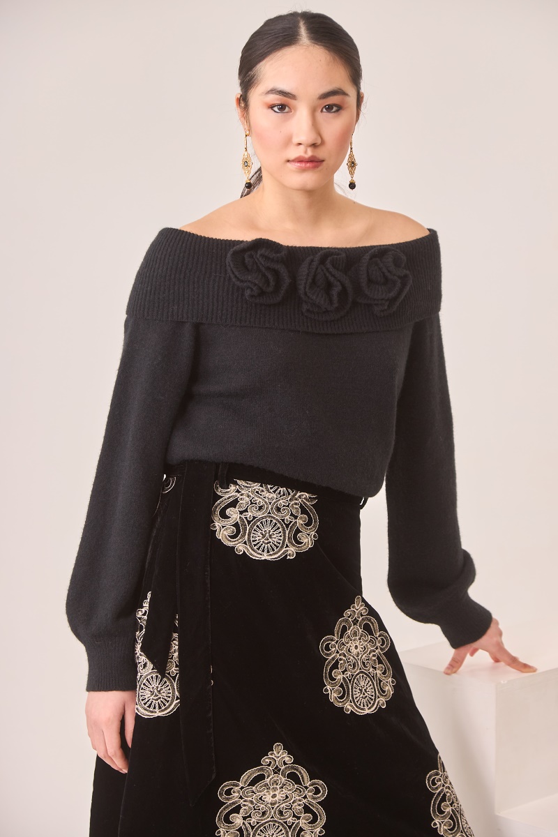 nkn nekane jersey cuello vuelto flores negro portada