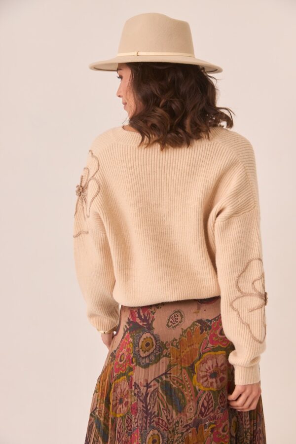 NKN Nekane – Floral Sleeve Knit Sweater back