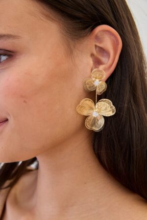 nkn nekane flower pendant earrings gold cover