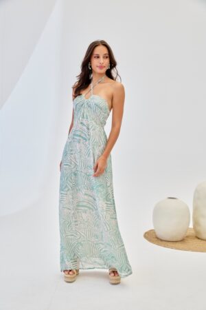 nkn nekane vestido bicolor halter cruzado