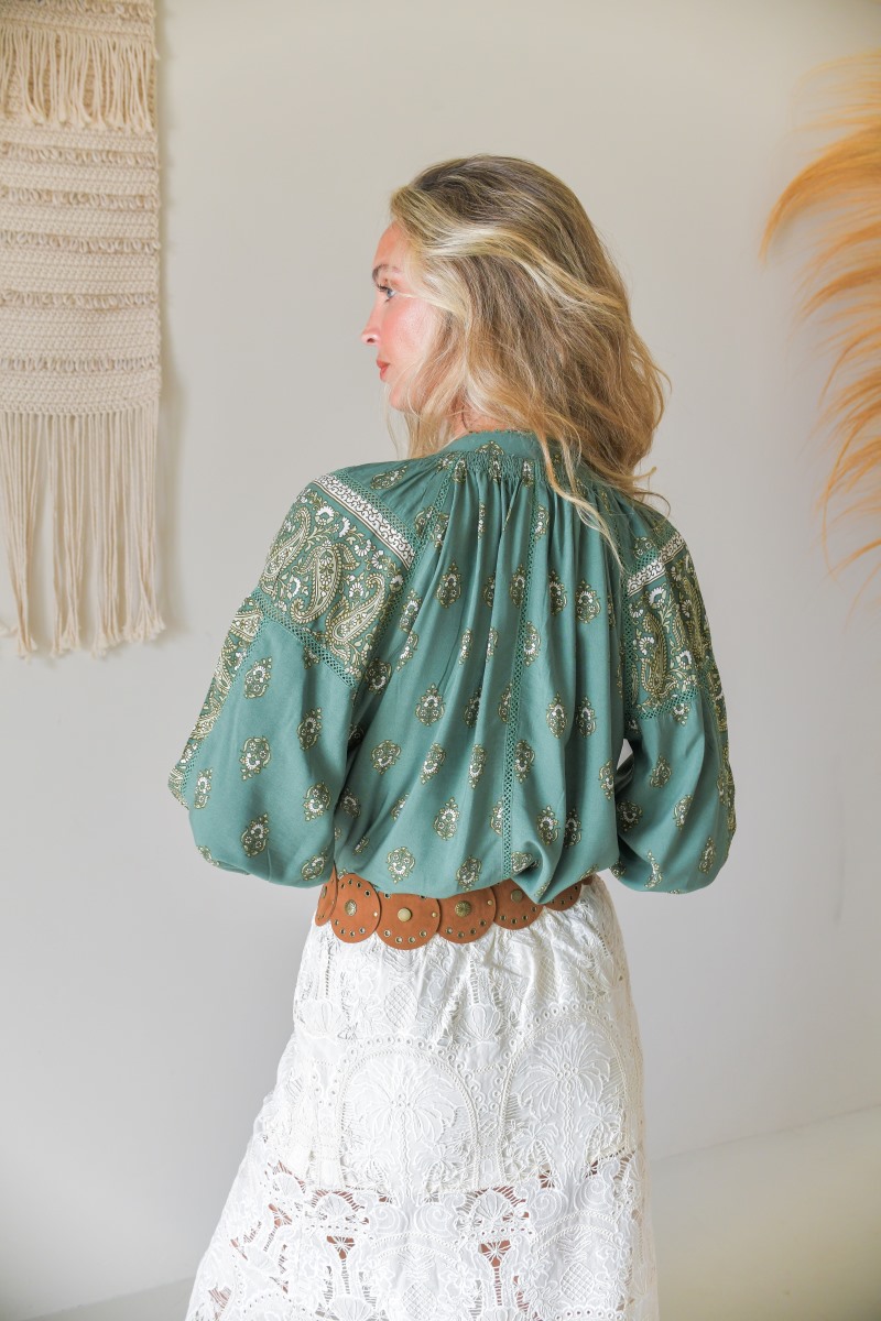 blusa jaase montie viridian espalda